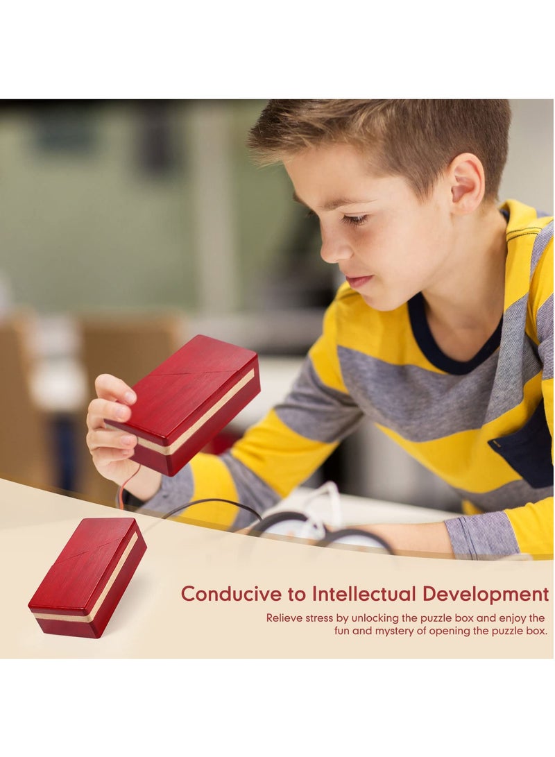 Magic Wooden Puzzle Box, Secret Mechanism Money Box for Adults and Teens (Red, Set of 2) - Image 5